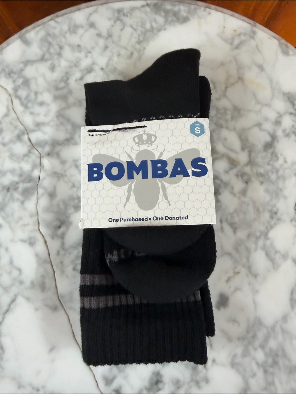 Brand New! FIVE PAIRS! Bombas Black Crew Socks with Gray Stripe Accents